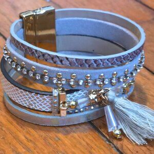 ✨ Luxe Layers Bracelet – Textured Glam with Tassel Accent